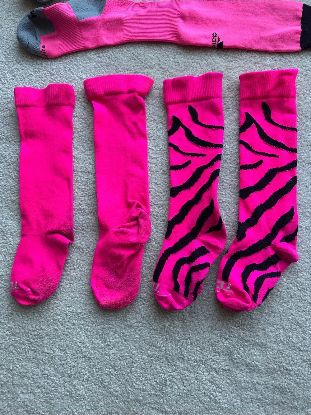 Hot Pink Athletic Knee-High & Crew Sock Set with Fingerless Gloves